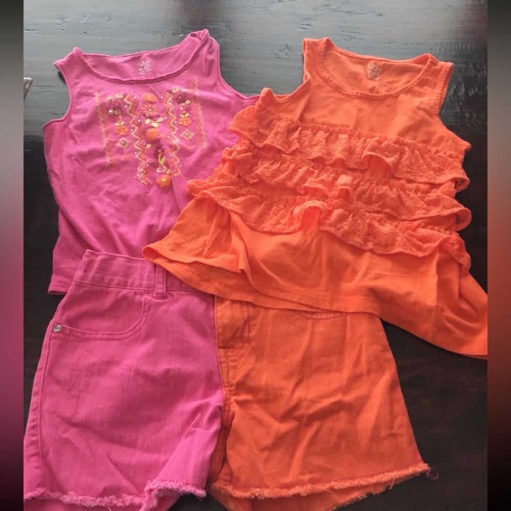 NWOT Children’s Place Pink & Orange 3 Pc Shorts Set size 10/12